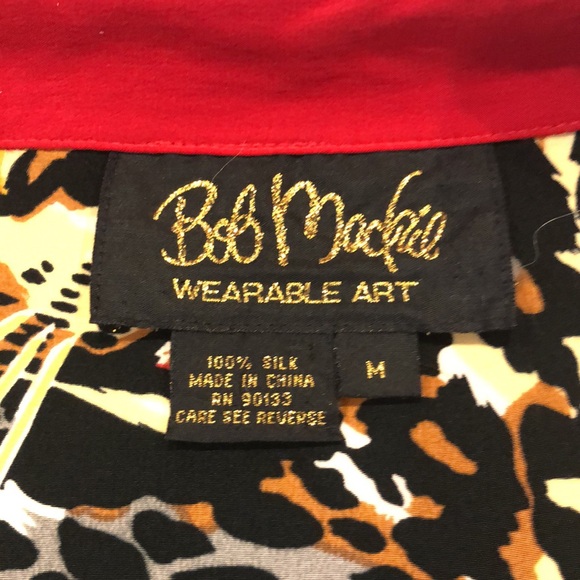 Bob Mackie Wearable Art- Vintage Big Cats Animal Abstract Print Silk Blouse - Picture 5 of 13